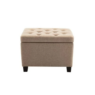 24" Tufted Storage Ottoman and Hinged Lid - WOVENBYRD Light Brown 24 24" Tufted Storage Ottoman and Hinged Lid - WOVENBYRD Light Brown - Image 22