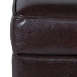 Square Tufted Faux Leather Storage Ottoman - HomePop Brown -Ottomans Official Shop unnamed file 8257