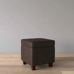 Square Tufted Faux Leather Storage Ottoman - HomePop Brown -Ottomans Official Shop unnamed file 8261