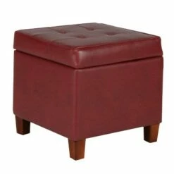Square Tufted Faux Leather Storage Ottoman - HomePop Brown -Ottomans Official Shop unnamed file 8264