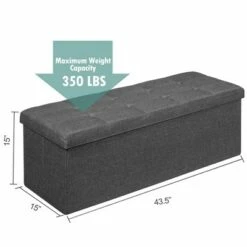 Costway Fabric Folding Storage Ottoman Storage Chest W/Divider Bed End Bench Light GreyDrak GreyNavy