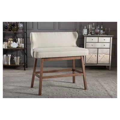 Gradisca Modern And Contemporary Fabric Button Tufted Upholstered Bar Bench Banquette - Baxton Studio Light Beige 5 Gradisca Modern And Contemporary Fabric Button Tufted Upholstered Bar Bench Banquette - Baxton Studio Light Beige - Image 3