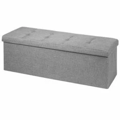 Costway Fabric Folding Storage Ottoman Storage Chest W/Divider Bed End Bench Light GreyDrak GreyNavy -Ottomans Official Shop unnamed file 8351