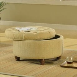 Tweed Tufted Storage Ottoman Tan/Cream - HomePop -Ottomans Official Shop unnamed file 8357
