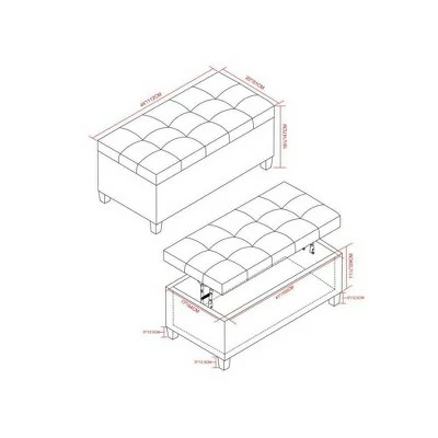 Elliot Lift Top Rectangular Storage Ottoman Midnight Black - WyndenHall 8 Elliot Lift Top Rectangular Storage Ottoman Midnight Black - WyndenHall - Image 6