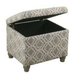 Medium Storage Ottoman Geometric Ash Gray - HomePop