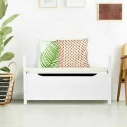 Costway Shoe Bench Storage Rack Cushion Seat Ottoman Bedroom Hallway Entryway White -Ottomans Official Shop unnamed file 8402