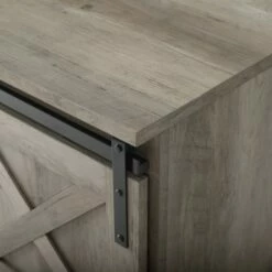 48" Modern Farmhouse Sliding Door Wood Bench - Saracina Home White/rustic Oak -Ottomans Official Shop unnamed file 842