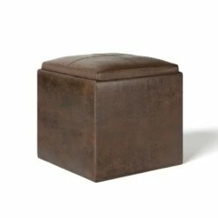 17" Townsend Cube Storage Ottoman with Tray - WyndenHall Distressed Slate Gray -Ottomans Official Shop unnamed file 8456