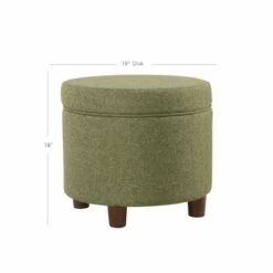 Round Storage Ottoman - Homepop Teal