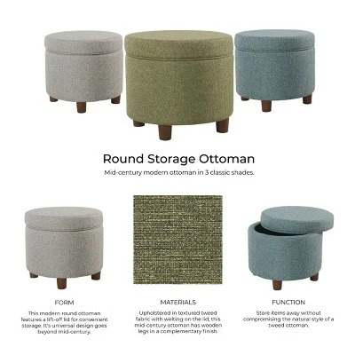 Round Storage Ottoman - Homepop Teal 9 Round Storage Ottoman - Homepop Teal - Image 7