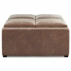 35" Franklin Square Coffee Table Storage Ottoman Linen Look Fabric - Wyndenhall Distressed Umber Brown -Ottomans Official Shop unnamed file 8494