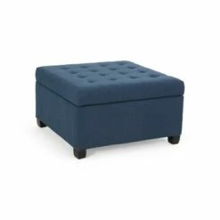 Isabella Contemporary Tufted Fabric Storage Ottoman - Christopher Knight Home Navy Blue/dark Brown -Ottomans Official Shop unnamed file 8507