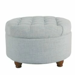 Fabric Upholstered Wooden Ottoman with Tufted Lift Off Lid Storage - Benzara Blue -Ottomans Official Shop unnamed file 8524