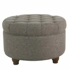 Fabric Upholstered Wooden Ottoman with Tufted Lift Off Lid Storage - Benzara Blue -Ottomans Official Shop unnamed file 8525