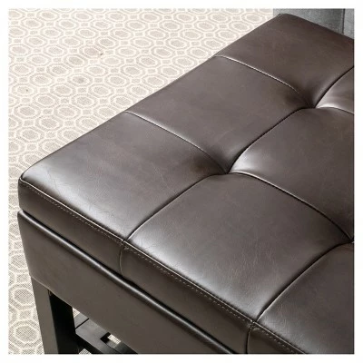 Miriam Wood Rectangle Storage Ottoman Bench with Bottom Rack - Espresso - Christopher Knight Home 5 Miriam Wood Rectangle Storage Ottoman Bench with Bottom Rack - Espresso - Christopher Knight Home - Image 3