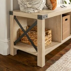 Sophie Rustic Farmhouse X Frame Entry Bench with 3 Cubbies - Saracina Home Rustic Oak 26 Sophie Rustic Farmhouse X Frame Entry Bench with 3 Cubbies - Saracina Home Rustic Oak -Ottomans Official Shop unnamed file 857