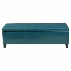 Lucinda Faux Leather Storage Ottoman Bench - Christopher Knight Home Teal -Ottomans Official Shop unnamed file 8614