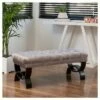 Scarlette Tufted Velvet Ottoman Bench - Gray - Christopher Knight Home