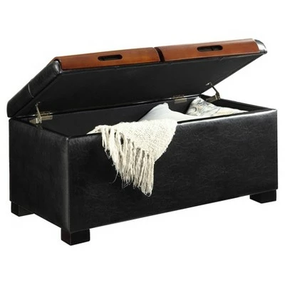 Storage Ottoman with Trays Black - Breighton Home 3 Storage Ottoman with Trays Black - Breighton Home