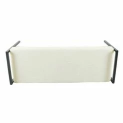 Modern Metal Sherpa Bench Cream - HomePop -Ottomans Official Shop unnamed file 883