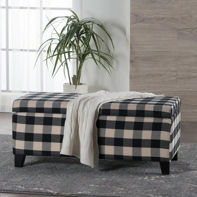 Breanna Storage Ottoman - Black Checkerboard - Christopher Knight Home 3 Breanna Storage Ottoman - Black Checkerboard - Christopher Knight Home