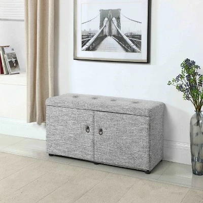 18" Shoe Storage Ottoman - Ore International Slate Blue 4 18" Shoe Storage Ottoman - Ore International Slate Blue - Image 2