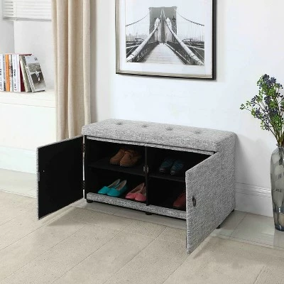 18" Shoe Storage Ottoman - Ore International Slate Blue 5 18" Shoe Storage Ottoman - Ore International Slate Blue - Image 3