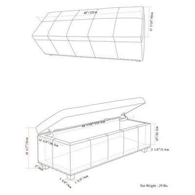 48" Large Stanford Storage Ottoman Linen Look Fabric - WyndenHall Slate Gray Linen Look Fabric 8 48" Large Stanford Storage Ottoman Linen Look Fabric - WyndenHall Slate Gray Linen Look Fabric - Image 6