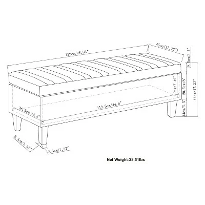 48" Garret Storage Ottoman Linen Look Fabric - Wyndenhall Gray 7 48" Garret Storage Ottoman Linen Look Fabric - Wyndenhall Gray - Image 5