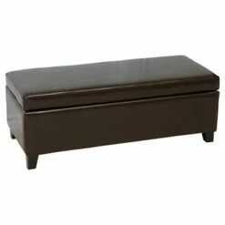 York Bonded Leather Storage Ottoman Bench - Christopher Knight Home Brown -Ottomans Official Shop unnamed file 8935