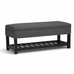 43" Ashton Storage Ottoman Bench - WyndenHall Slate Gray Linen Look Fabric -Ottomans Official Shop unnamed file 8944