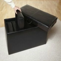 Manhattan Storage Bench w/4 Collapsible Ottomans Espresso - Breighton Home