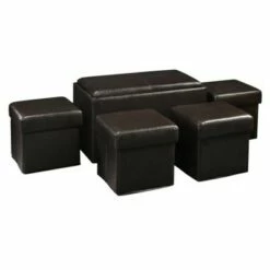 Manhattan Storage Bench w/4 Collapsible Ottomans Espresso - Breighton Home -Ottomans Official Shop unnamed file 8967