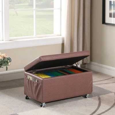 Ore International Storage Bench with Caster Wheels/Side Pockets Beige 4 Ore International Storage Bench with Caster Wheels/Side Pockets Beige - Image 2