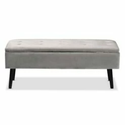 Caine Velvet Wood Storage Bench - Baxton Studio Black/dark Brown -Ottomans Official Shop unnamed file 9036