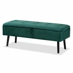 Caine Velvet Wood Storage Bench - Baxton Studio Black/dark Brown -Ottomans Official Shop unnamed file 9045