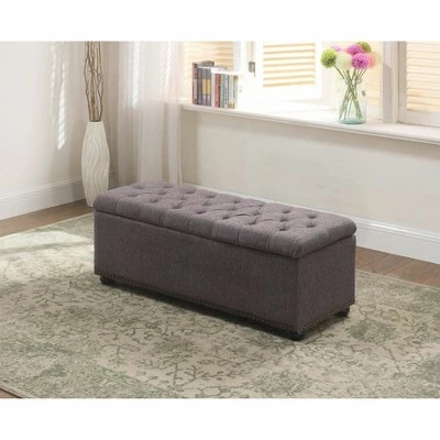 3pc Tufted Storage Bench with Ottoman Seating Gray - Ore International 4 3pc Tufted Storage Bench with Ottoman Seating Gray - Ore International - Image 2