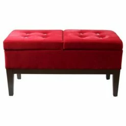 Tufted Dual Lift Storage Bench Red - Ore International