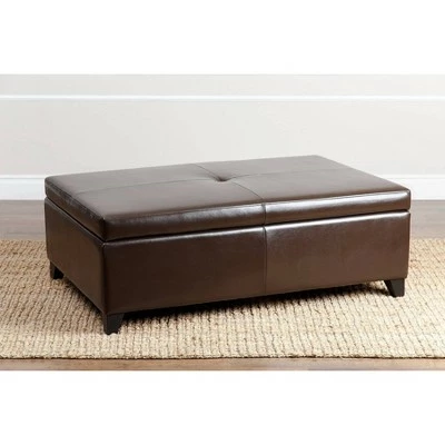 Dylan Bonded Leather Flip-Top Storage Ottoman Brown - Abbyson Living 5 Dylan Bonded Leather Flip-Top Storage Ottoman Brown - Abbyson Living - Image 3