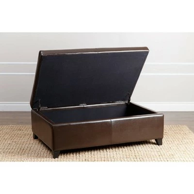 Dylan Bonded Leather Flip-Top Storage Ottoman Brown - Abbyson Living 6 Dylan Bonded Leather Flip-Top Storage Ottoman Brown - Abbyson Living - Image 4