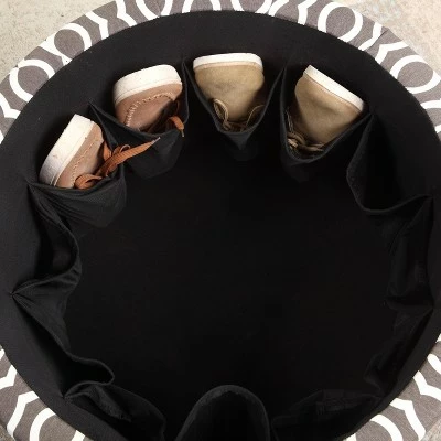 Round Geometric Storage Ottoman with Seating Gray/White - Ore International 6 Round Geometric Storage Ottoman with Seating Gray/White - Ore International - Image 4