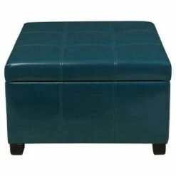 Cortez Faux Leather Storage Ottoman - Christopher Knight Home Teal