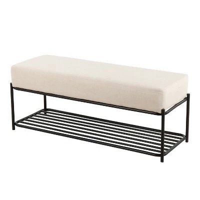 44" Daniella Contemporary Bench - LumiSource Steel/polyester Black/charcoal 4 44" Daniella Contemporary Bench - LumiSource Steel/polyester Black/charcoal - Image 2