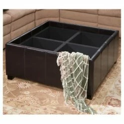 Dayton 4 - Tray Top Bonded Leather Storage Ottoman - Espresso Brown - Christopher Knight Home -Ottomans Official Shop unnamed file 9151