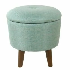 Modern Round Woven Tufted Storage Ottoman - HomePop Gray