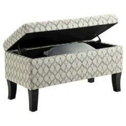 Winslow Storage Ottoman Ribbon Pattern Fabric - Breighton Home