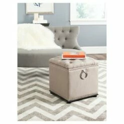 Arturo Storage Ottoman Beige - Safavieh