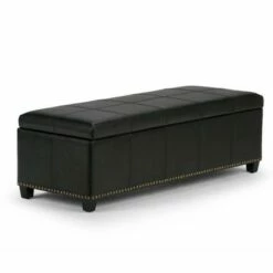 48" Stanford Storage Ottoman - Wyndenhall Coffee Brown Bonded Leather -Ottomans Official Shop unnamed file 9371