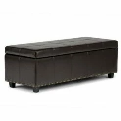 48" Stanford Storage Ottoman - Wyndenhall Coffee Brown Bonded Leather -Ottomans Official Shop unnamed file 9373